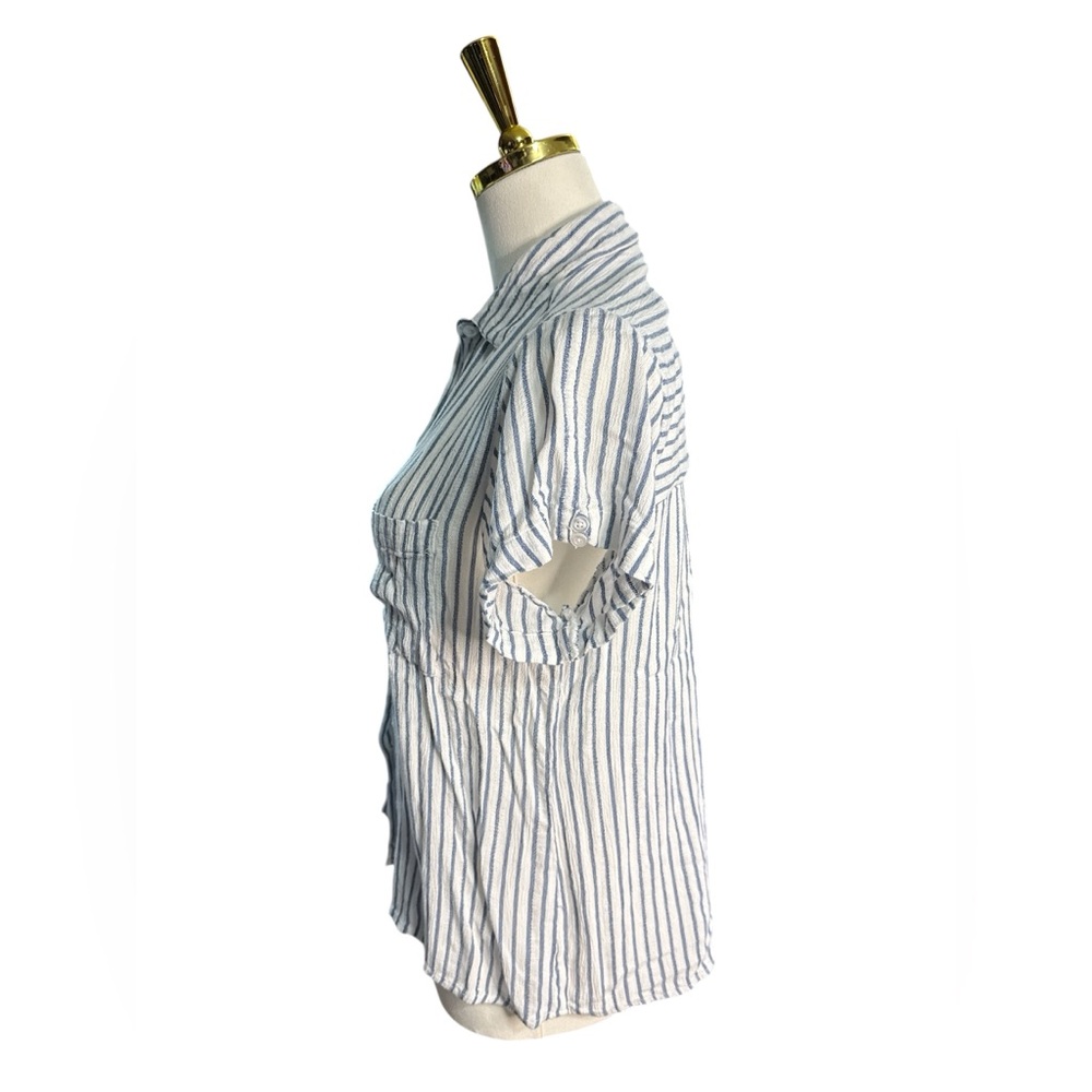 Japna Blue and White Striped Button Down Shirt Size L - Picture 2 of 6